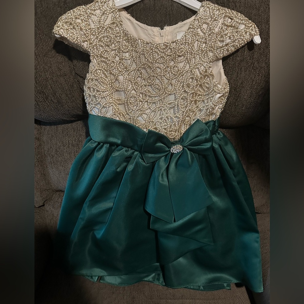 Rare Editions Cream Dress with Gold Detailing